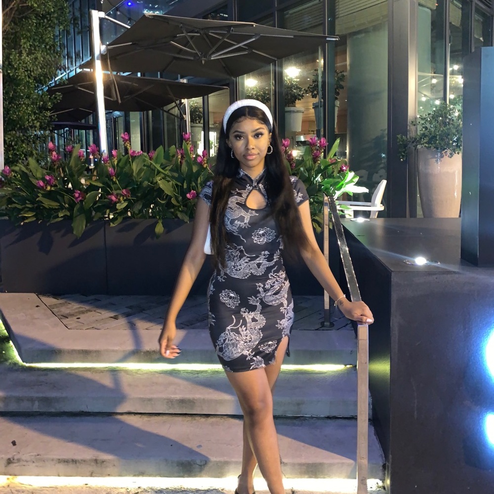 Black and white dragon dress